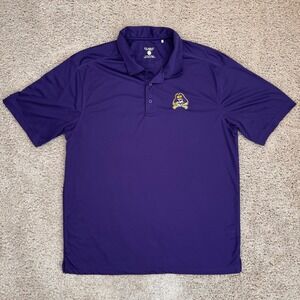 ECU Pirates Polo Shirt Clique Mens XL Purple Short Sleeve Team Logo Golf Top